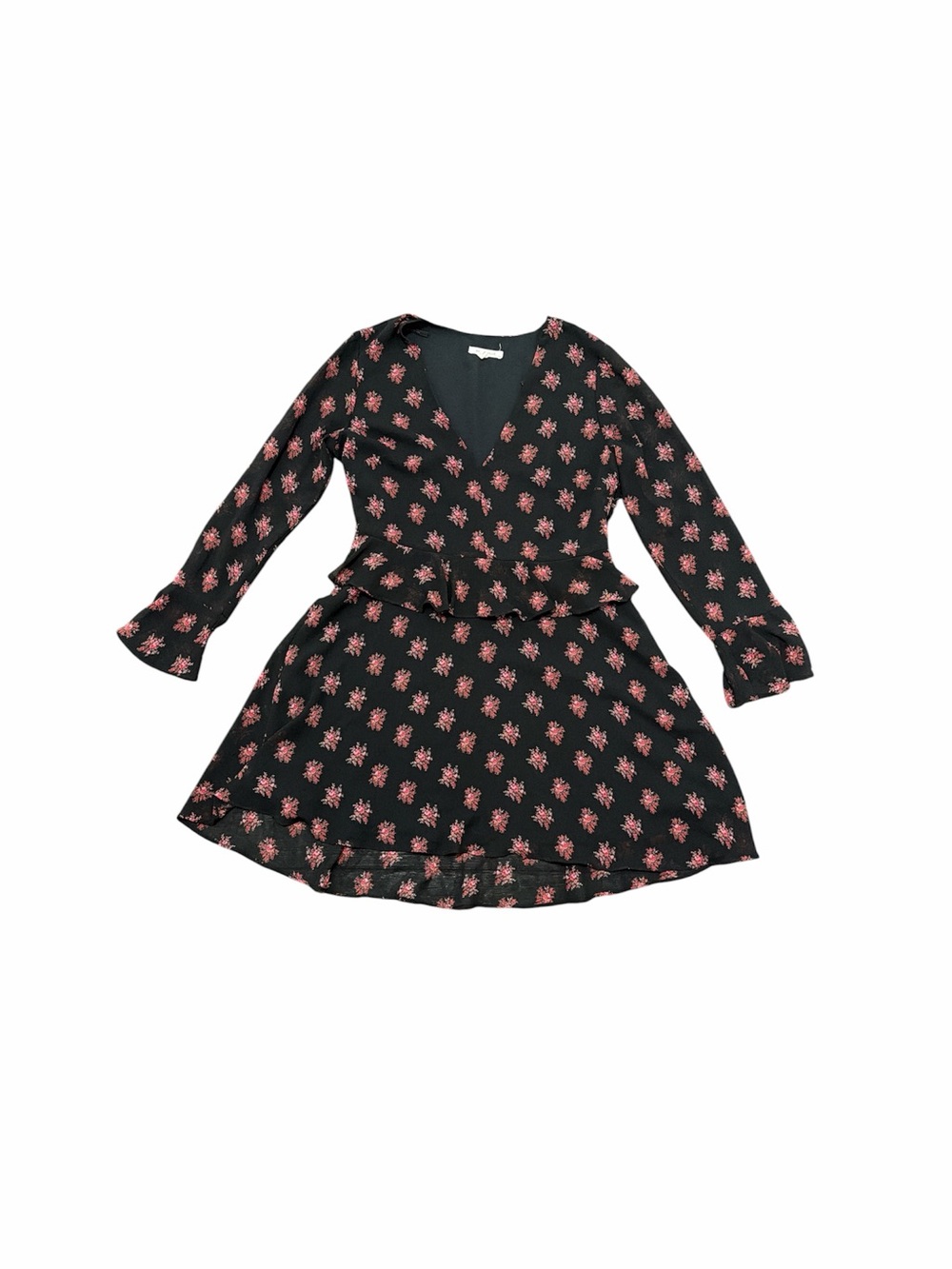 Avec Les Filles black floral long sleeve dress